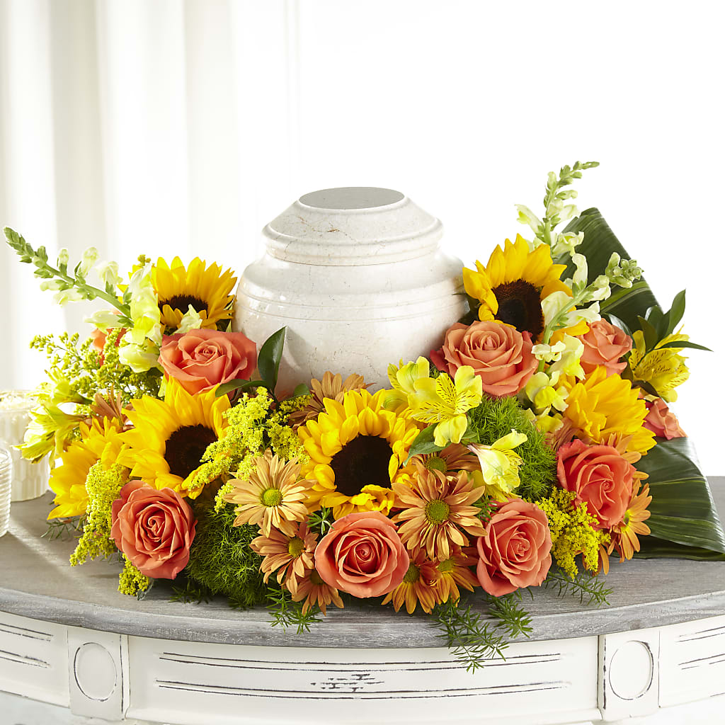 Faithful Sunflower Cremation Adornment – Rita Fleuriste Montreal, Montreal PQ