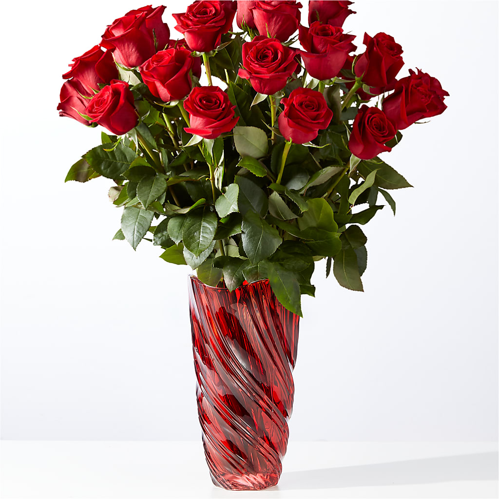 Classic Love Red Rose Bouquet with Luxe Swirl Vase – Rita Fleuriste Montreal, Montreal PQ