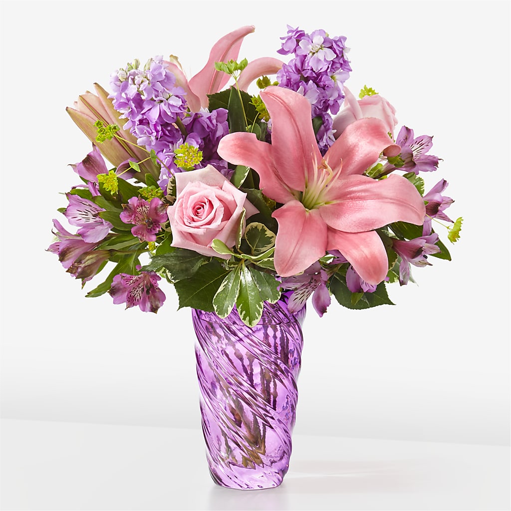 Precious Petals Bouquet with Luxe Swirl Vase – Rita Fleuriste Montreal, Montreal PQ