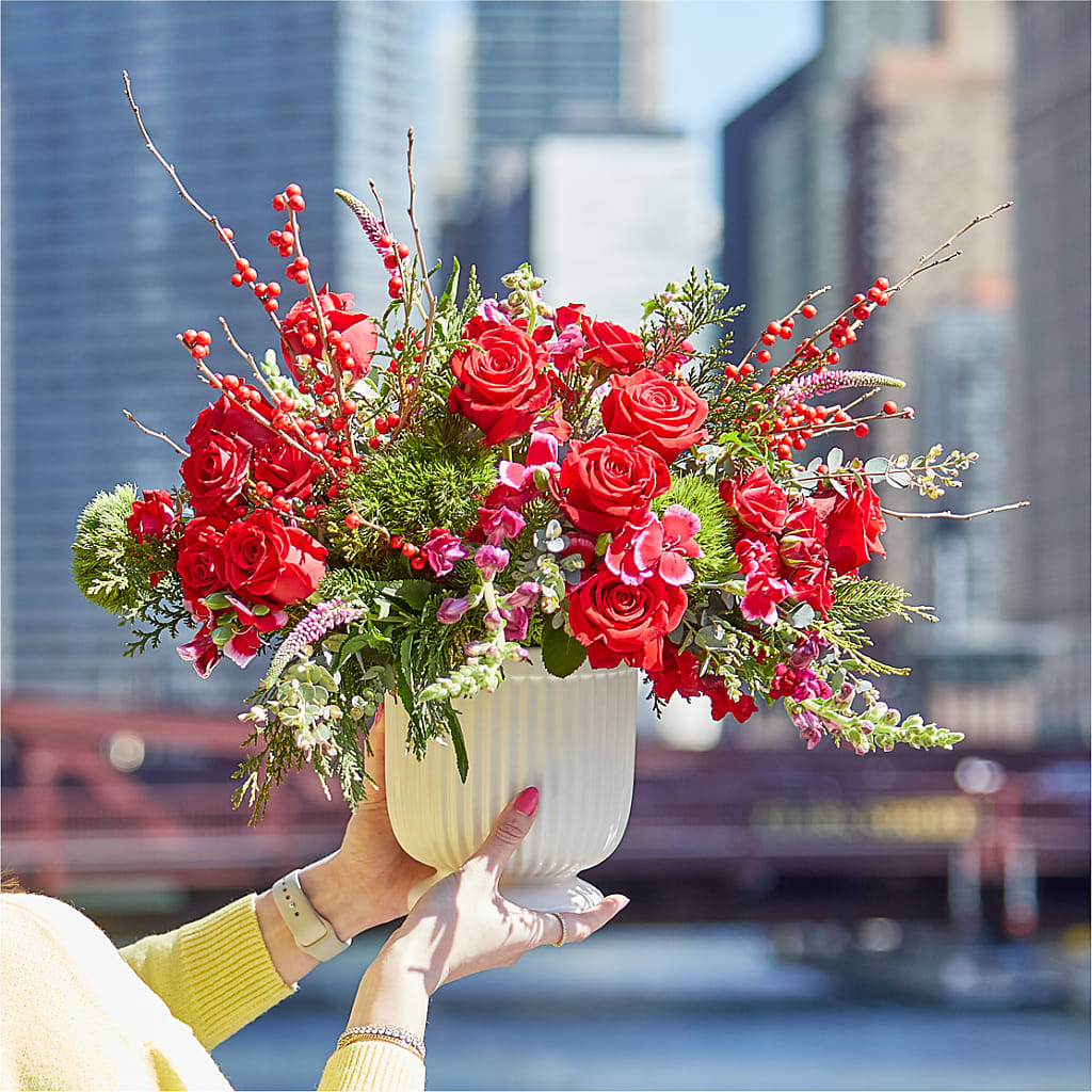 Big Red Bow Bouquet –  Rita Fleuriste Montreal, Montreal PQ