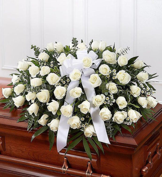 Casket Spray White roses GC-08