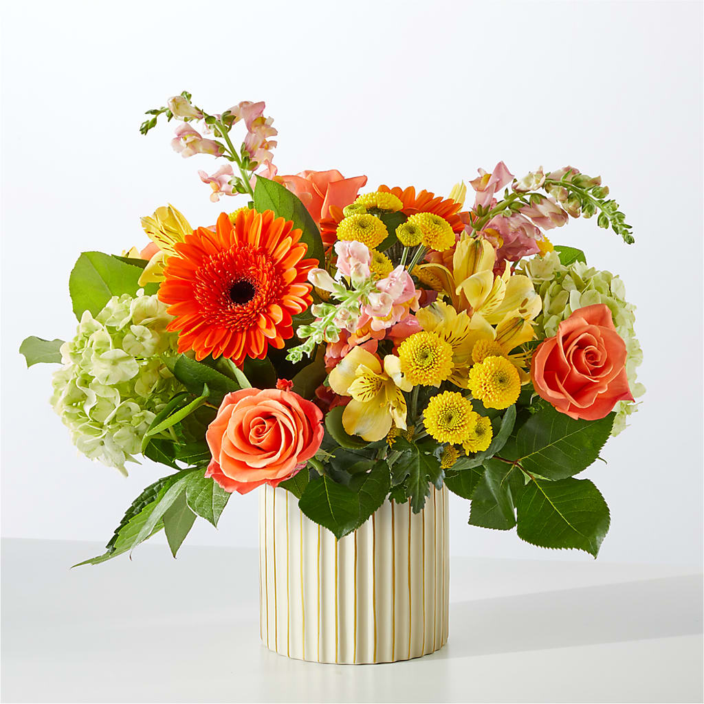 Autumn Sunshine Bouquet with Ivory Vase –  Rita Fleuriste Montreal, Montreal PQ