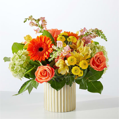 Autumn Sunshine Bouquet with Ivory Vase –  Rita Fleuriste Montreal, Montreal PQ