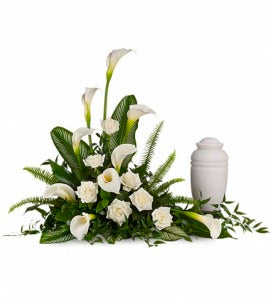 Callas and roses Urn Arrangement